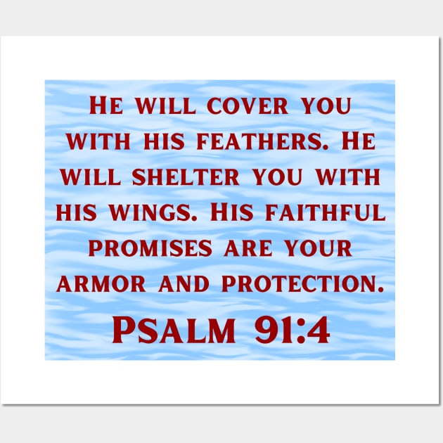 Bible Verse Psalm 91:4 Wall Art by Prayingwarrior